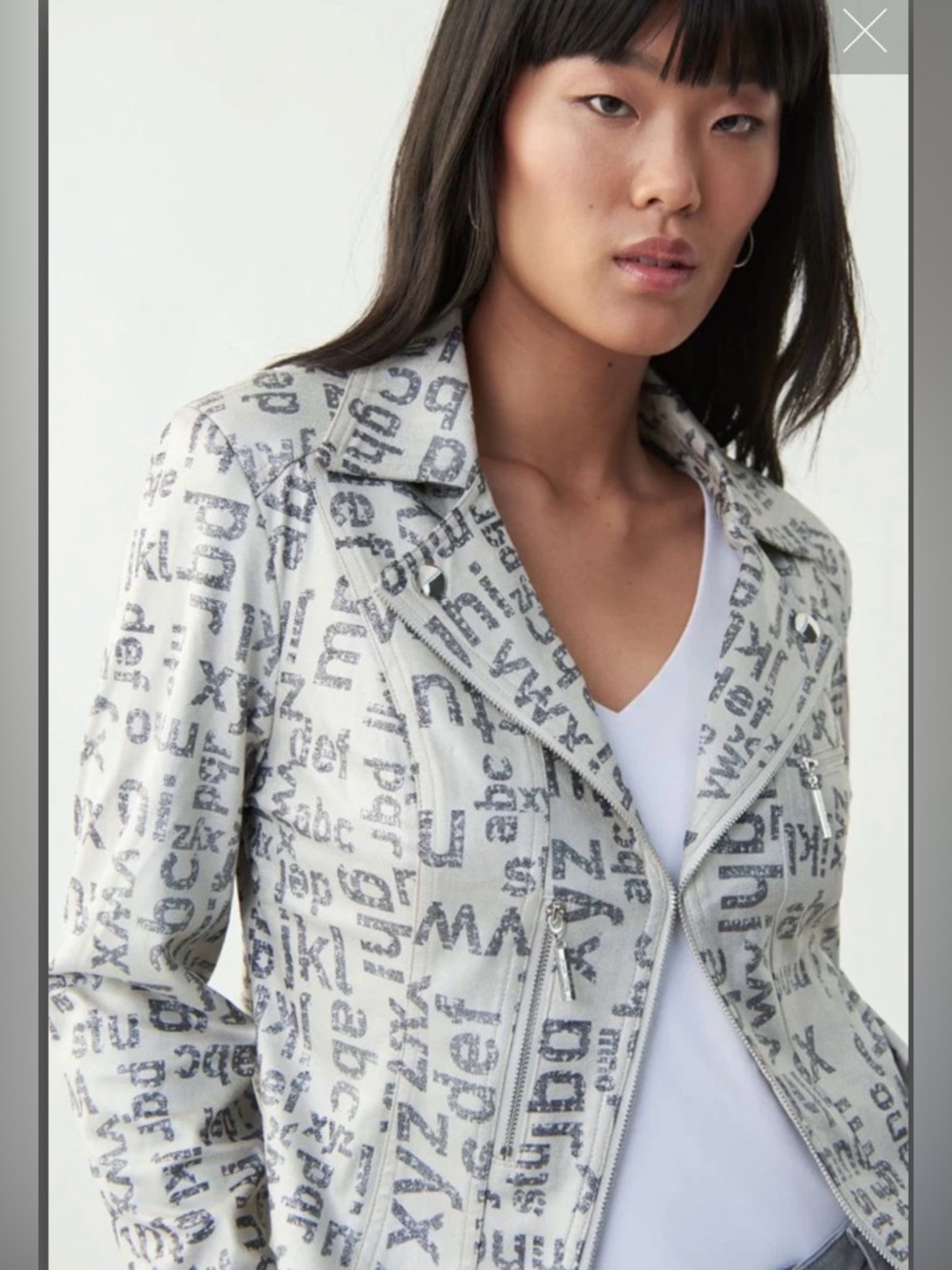 Joseph Ribkoff Alphabet Faux Suede Moto Jacket